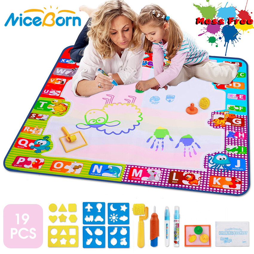 Thảm Vẽ Nước NiceBorn, Thảm Vẽ Nguệch Ngoạc, Bảng Viết Vẽ Với 4 Bút Ma Thuật Đồ Chơi Học Tập Đồ Chơi Giáo Dục Kích Thước Lớn 90X60Cm Cho Trẻ Em