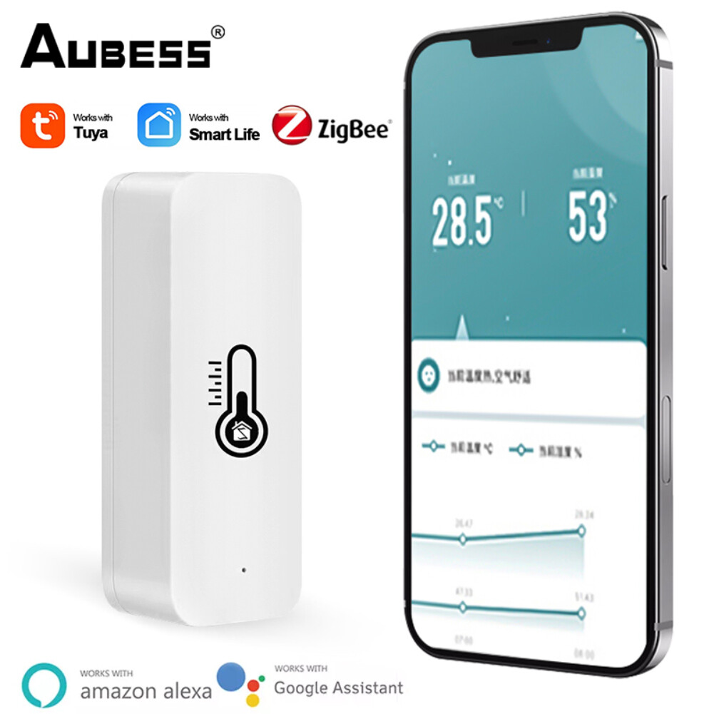 Tuya zigbee cảm biến nhiệt độ và độ ẩm thông minh chạy bằng pin máy đo độ ẩm an ninh trong nhà thông minh zigbee báo động cuộc sống thông minh bằng giọng nói làm việc với alexa goo-gle home