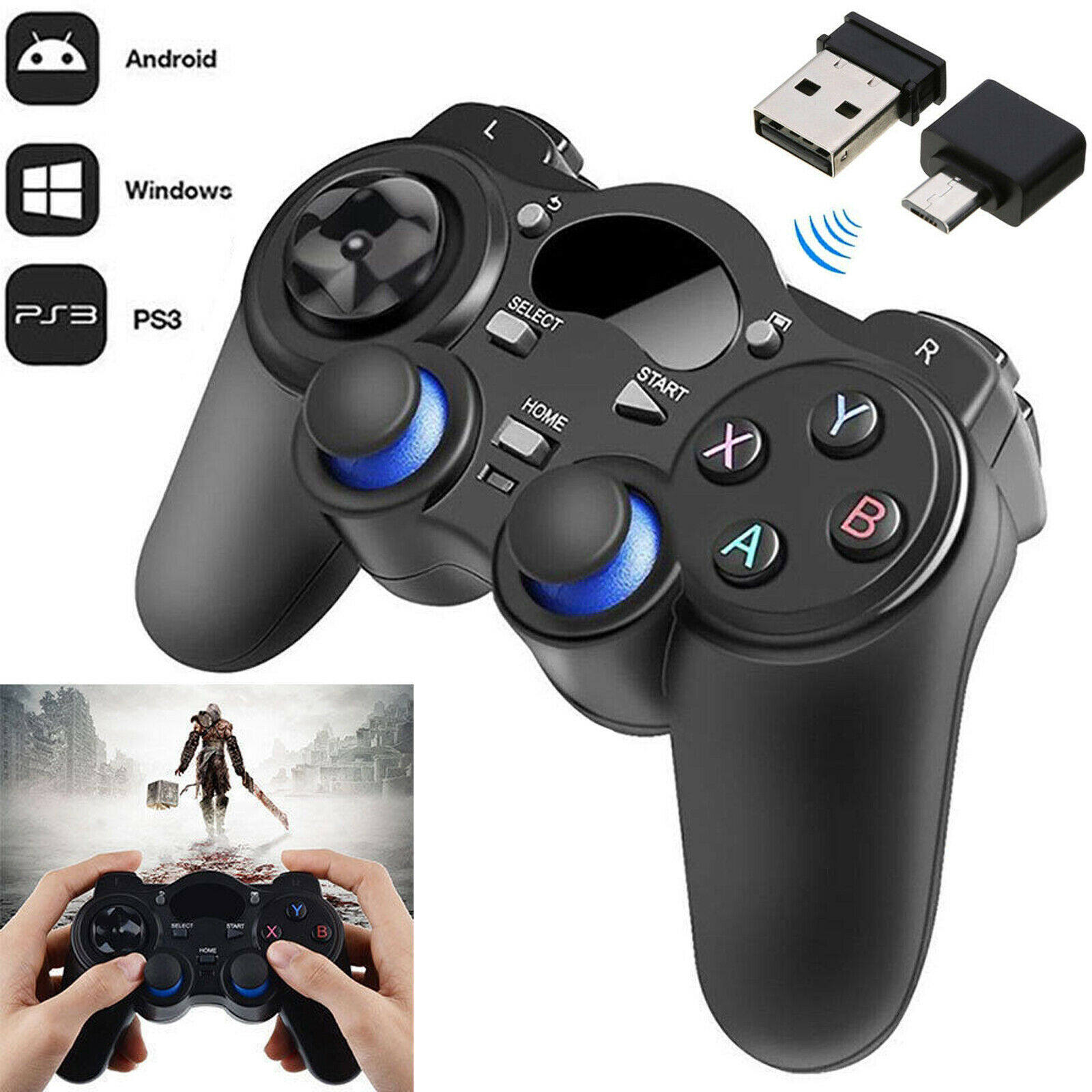 2.4G Tay Cầm Điều Khiển Game Không Dây Usb Hệ Điều Hành Android Joystick Cho PC Joypad Với Micro USB Bộ Chuyển Đổi OTG Adapter Cho PS3 PC Cho Android