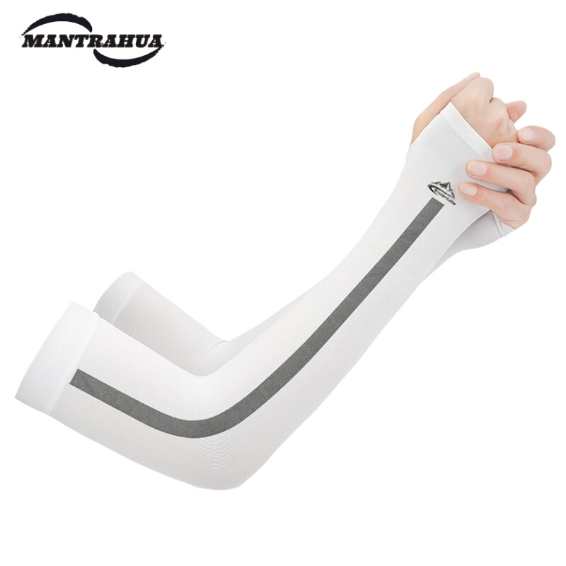 Mantrahua 1 Cặp Tay Áo Chống Nắng Vải Lụa UV Mùa Hè Tay Áo Thể Thao Ngoài Trời Đi Xe Đạp Tấm Che Nắng Tay Áo Làm Mát