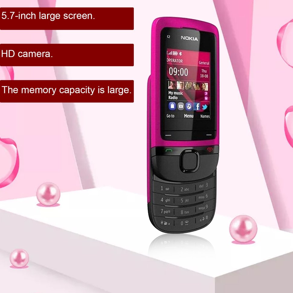 Mobile Phone For Nokia C2-05 Original 0.3Mp Camera Radio Gsm 900 / 1800 Unlocked Slide Cell Phone , support handwriting input ราคา 512 บาท*ส่งฟรี