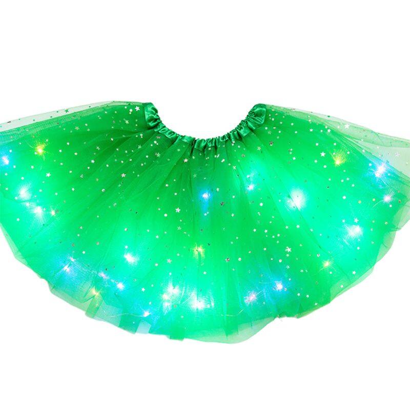 ผู้หญิง Star Tutu กระโปรง LED Light Up นีออนที่มีสีสัน Dance PARTY ชุดสั้น