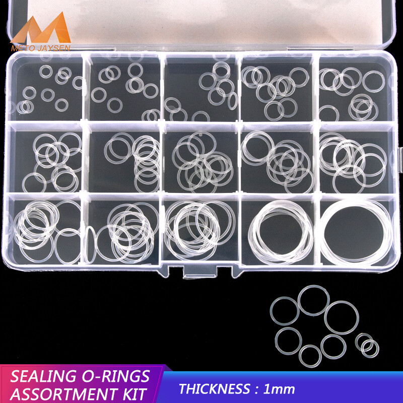 150pcs 15 Kích thước 1mm Độ dày đường kính 6-30mm trắng Silicone vmq tròn mềm O Ring bền kích cỡ khác nhau niêm phong o-Bộ vòng Bộ gioăng ORING Bộ