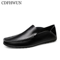CDFHWUN kasut lelaki kulit Loafers for Men Fashion Simple Comfortable Leather Loafer Shoes Handmade Sewing Soft Lazy Shoes Lightsome Rubber Sole Slip-on