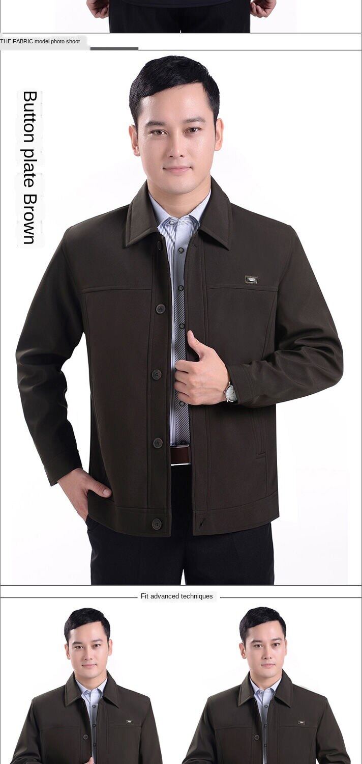 Thick/thin spring middle-aged men's jacket casual jacket coat middle-aged and elderly men's gown dad outfit