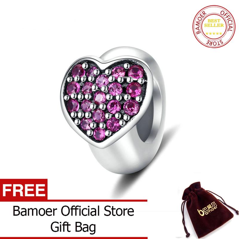 BAMOER Heart Silicone Stopper Charm for Original Silver 925 Bracelet 3mm Bangle DIY Jewelry Making DIY Accessories SCC1336 ราคา 730 บาท*ส่งฟรี