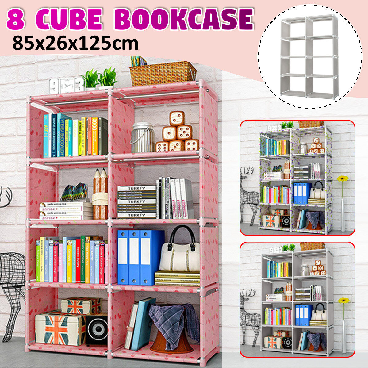 8 Cubo de almacenamiento del estante del estante estante para libros