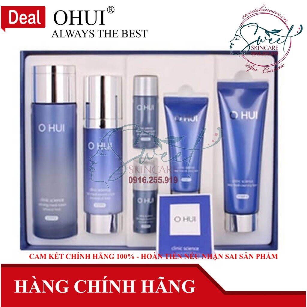 Bộ dưỡng da sạch mụn, kiềm dầu, se nhỏ lỗ chân lông o hui clinic science special set o hui