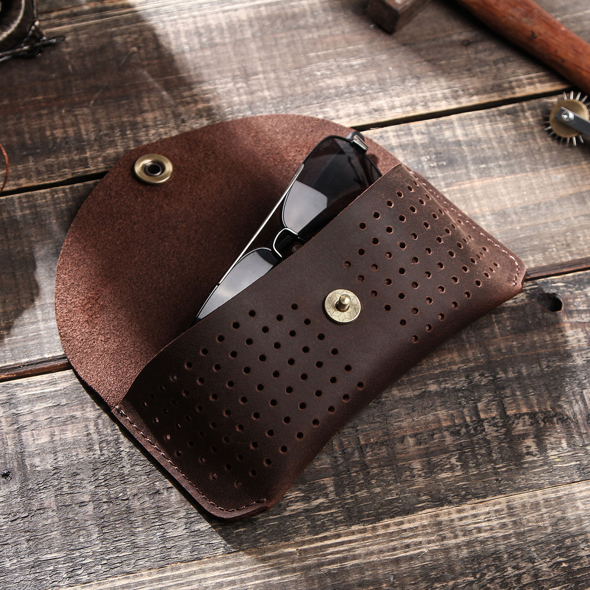 Liên Hệ Gia Đình Handmade Túi Da Bò Kính Mắt Để Bảo Vệ Kính Râm Vỏ Hộp Đựng Kính Di Động Cho Kính Lưu Trữ Túi Thời Trang