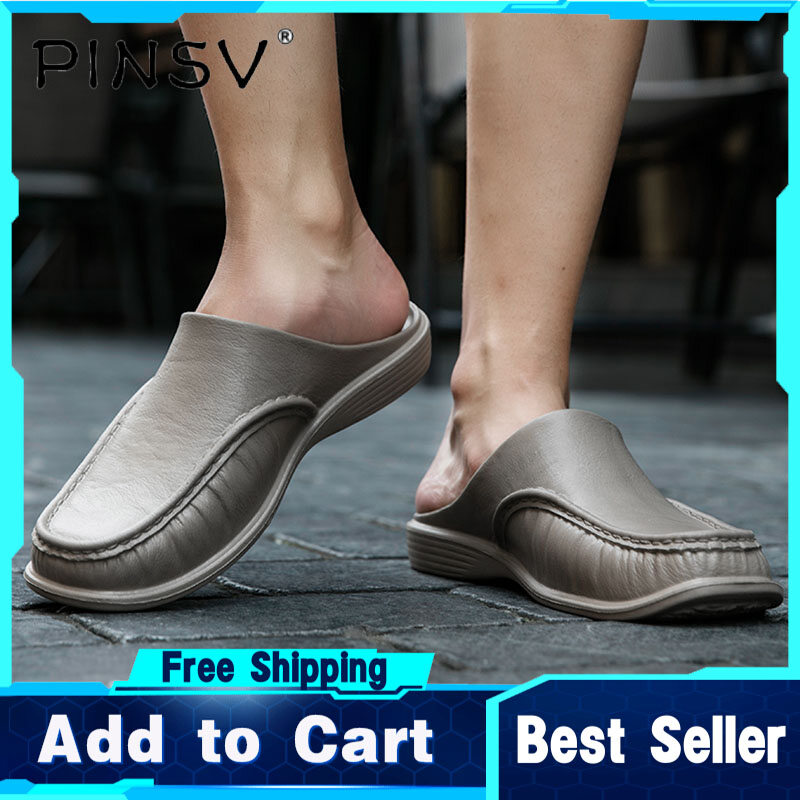 PINSV Dép Lê Kéo Một Nửa Eva Giày Thường Ngày Đế Mềm Thoải Mái Cho Nam Giày Giả Da Giày Ngoại Cỡ Mùa Hè