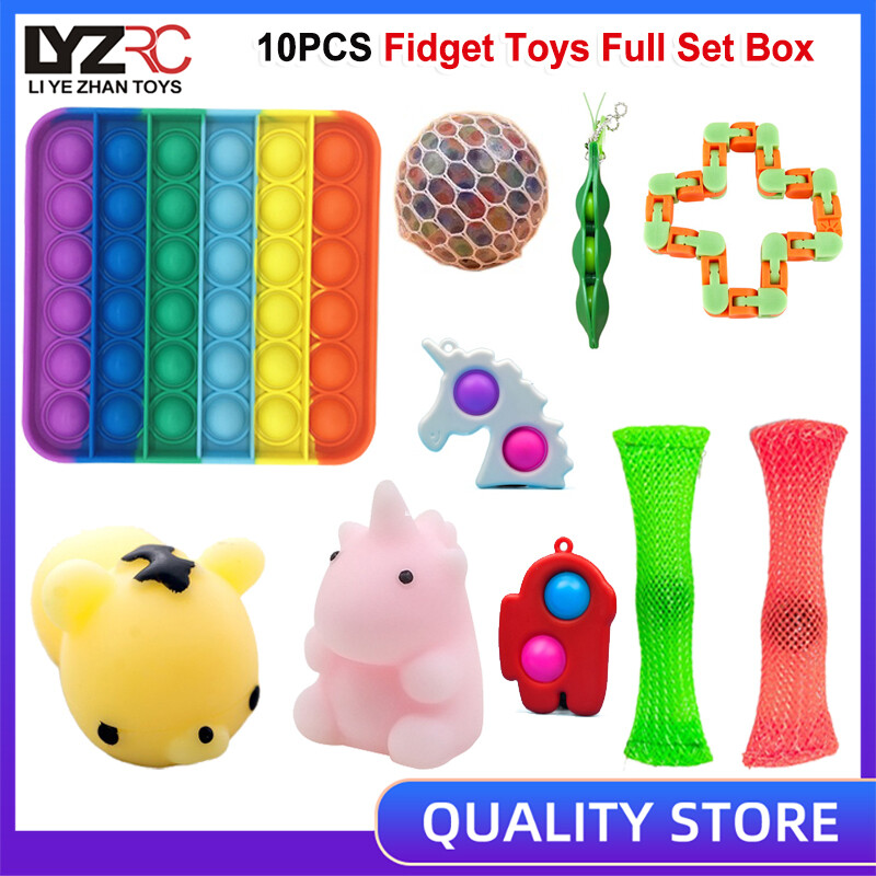 10 Món Đồ Chơi Pop It Fidget, Hộp Trọn Bộ Cho Trẻ Em Và Bé Trai Bé Gái