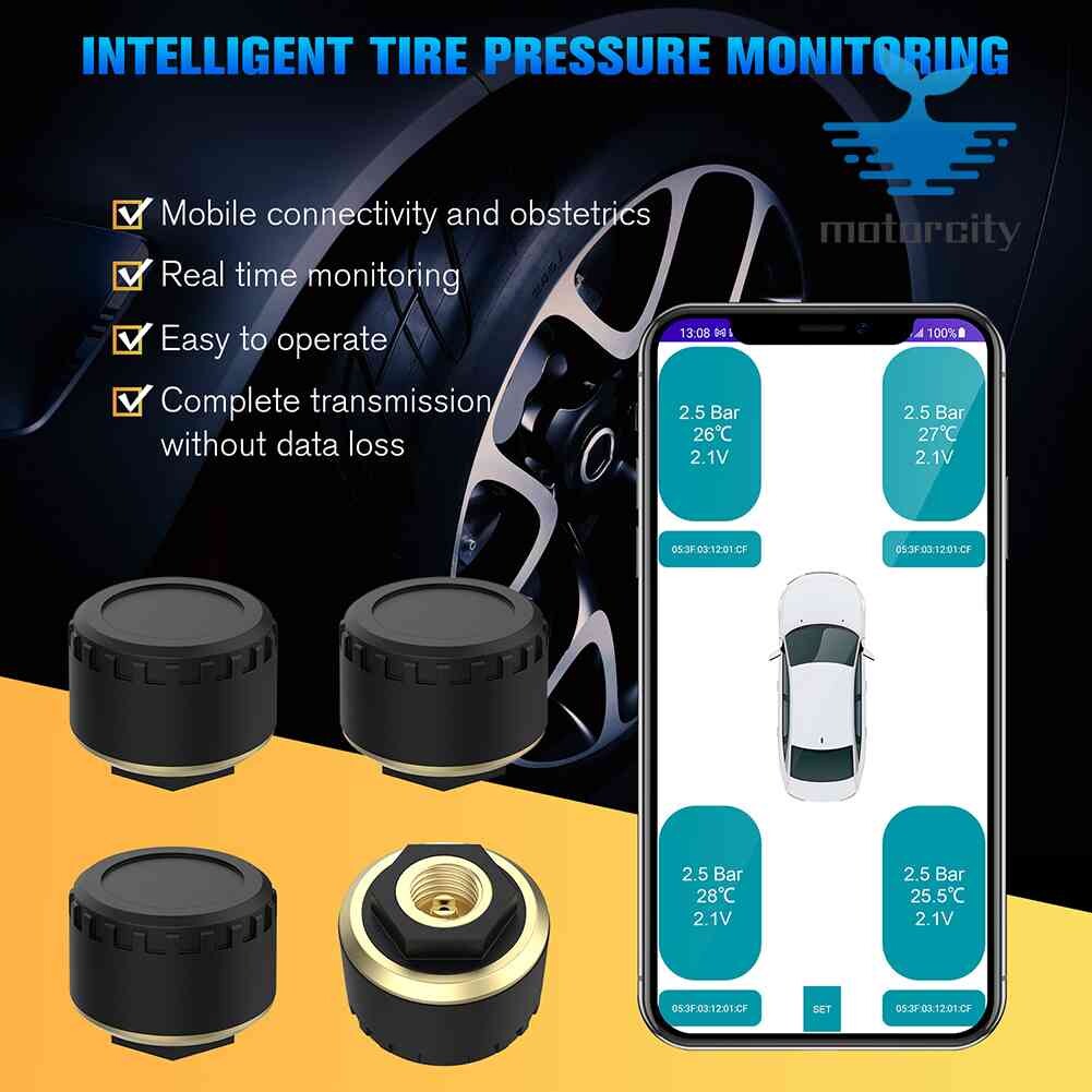 Motorcylce Cảm Biến Áp Suất Lốp Xe Hơi Thiết Bị Giám Sát Áp Suất Lốp Tương Thích Bluetooth Phụ Kiện Màn Hình Điện Thoại Di Động