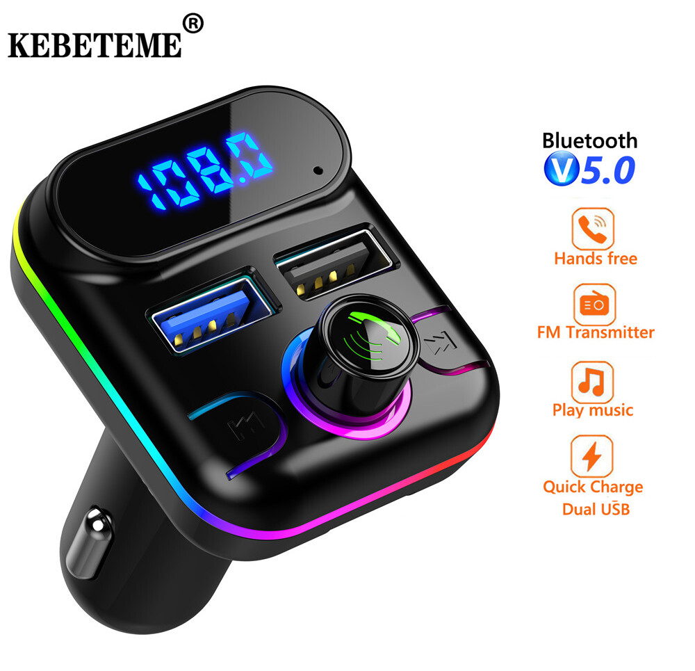 KEBETEME 12-24V Car Charger Dual USB Bluetooth FM transmitter Wireless Handsfree MP3 Player ราคา 74 บาท*ส่งฟรี