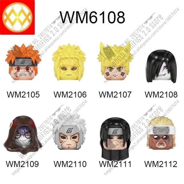 ชุดขาย WM บล็อก Anime Series Demon Slayer WM6116 Akatsuki Sasuke Kakashi บล็อกตัวต่อตัวเลขหัวของเล่นสร้างสรรค์สำหรับเด็ก