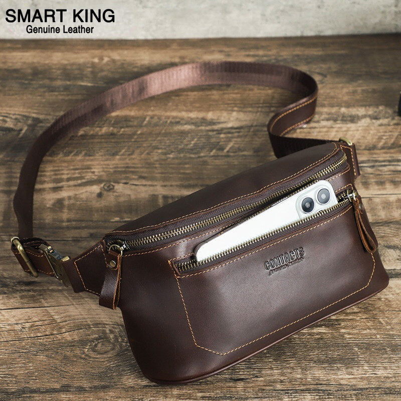 Smart King New Retro Chest Bag for Men Genuine Cow Leather Retro Casual Outdoor Sport Waist Bags Fashion Shoulder Bags - ยี่ห้อ Smart King ราคา 1,312 บาท*ส่งฟรี