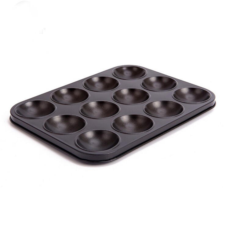 12-khoang bán cầu không dính Carbon thép Muffin khay bánh cupcake bánh hamburger Bun Pan Khay nướng bánh