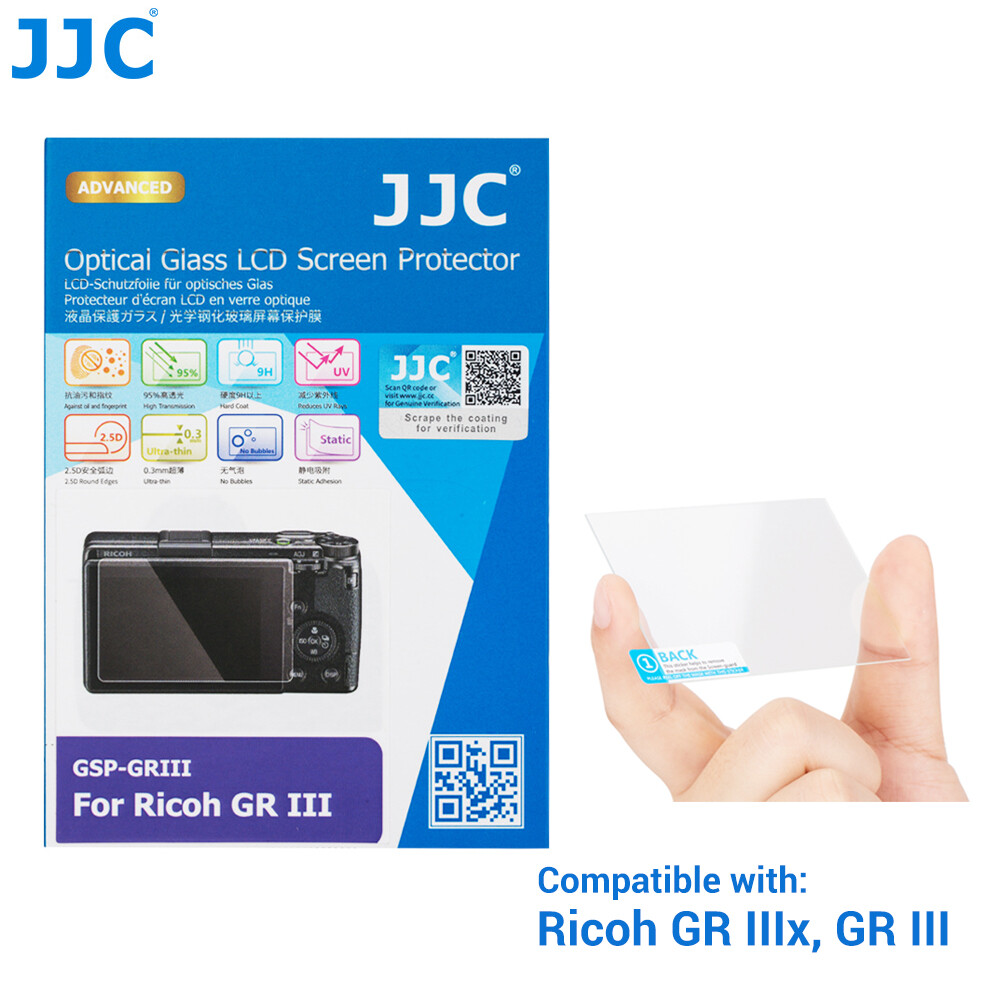 Kính cường lực JJC bảo vệ màn hình LCD cho máy ảnh Ricoh GR III Griii GR3, GR IIIx, gr3x, chống xước, HD rõ nét, không bong bóng tấm chắn màn hình bằng kính cường lực