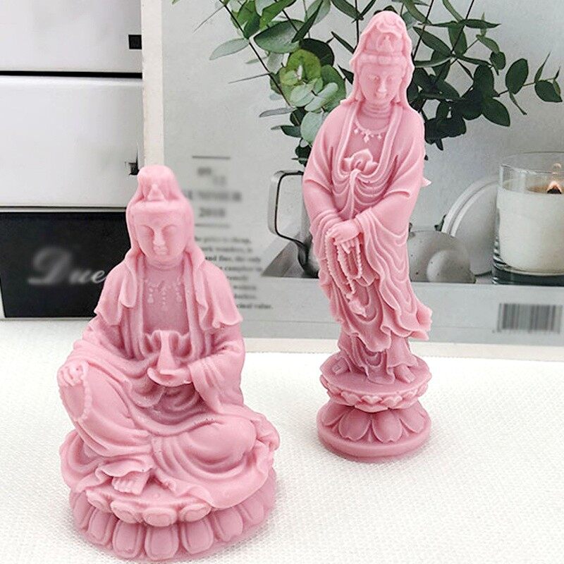 Buddha Craft Supplies Candle Making Soap Mould Resin Cake Molds Silicone Mold Guanyin Buddha Statue