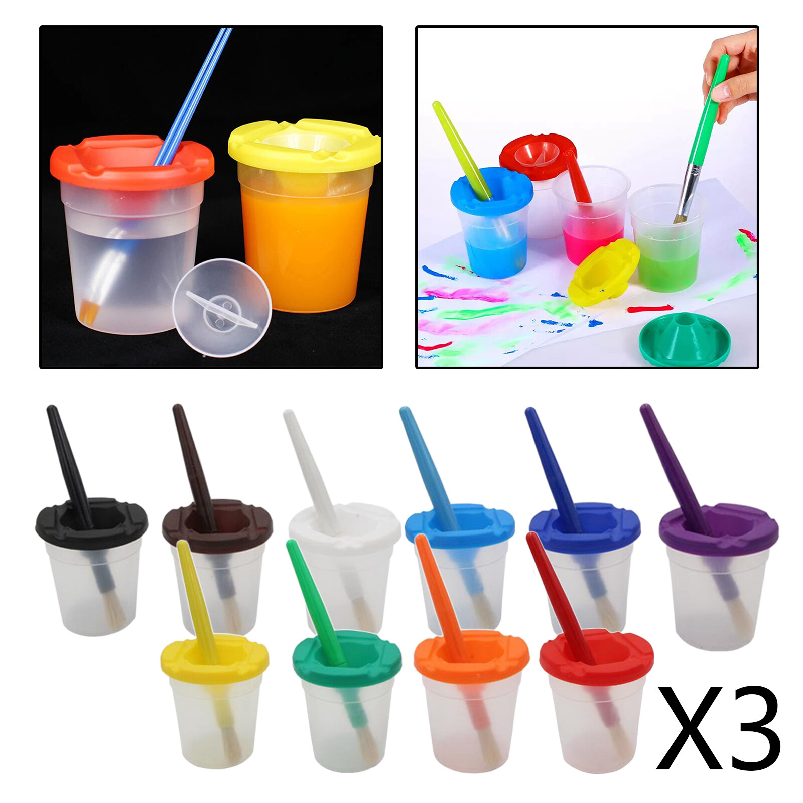 Baoblaze 30 Pcs Spill Proof Paint Cups Painting Tools for Kids Children