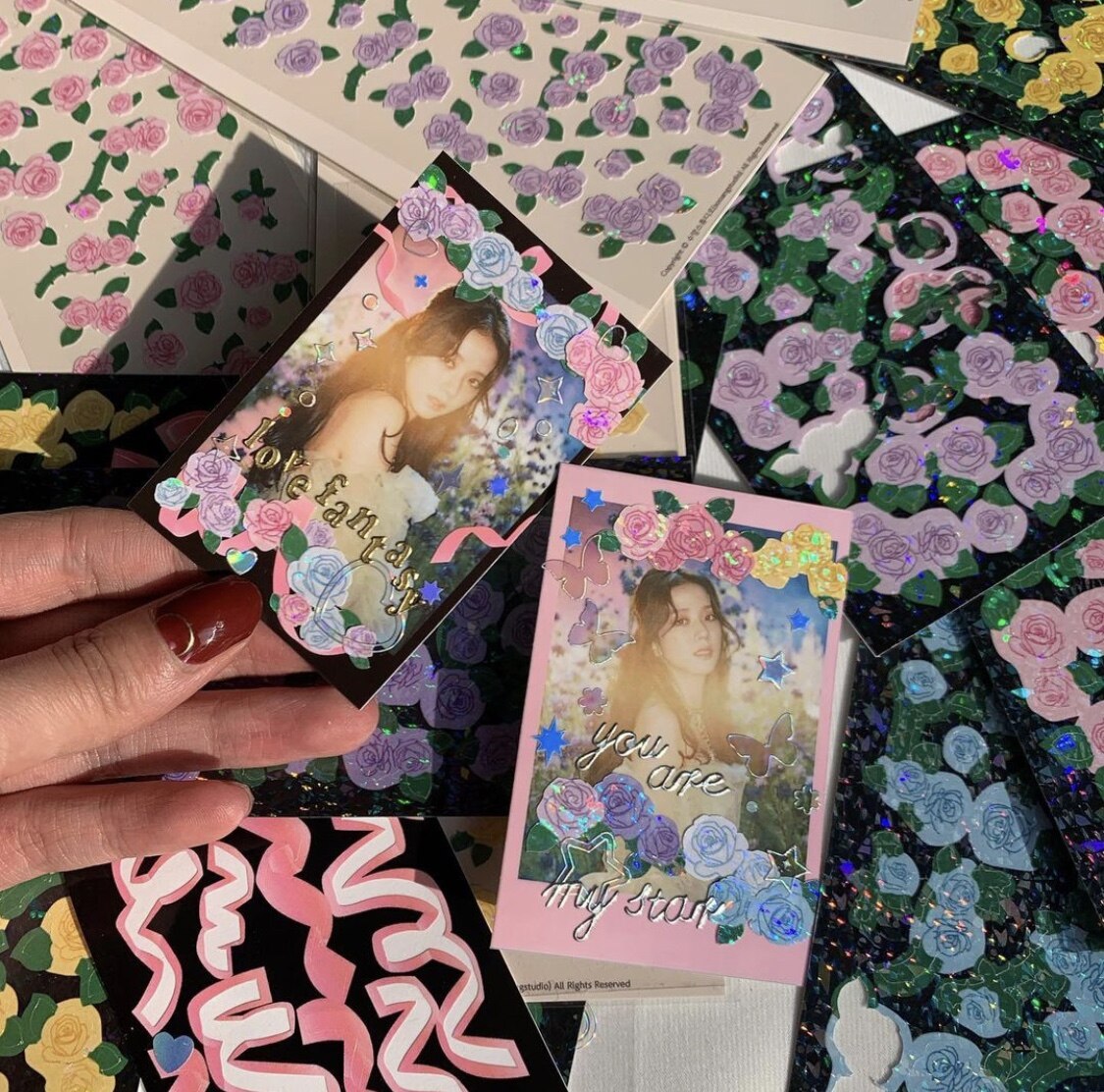 GaLiCiCi Sticker Rose Sequin Sticker / Laser Sticker để trang trí ảnh