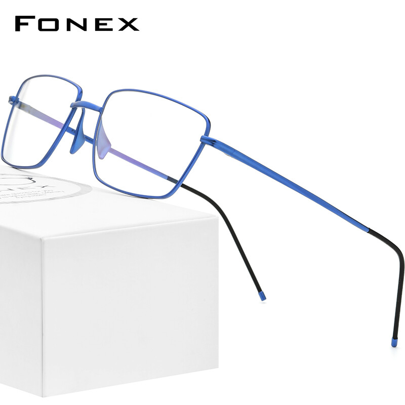 FONEX Pure Titanium Glasses Frame Men Square Eyeglasses Women 2022 New Ultralight Korean Style Optical Eyewear F8564
