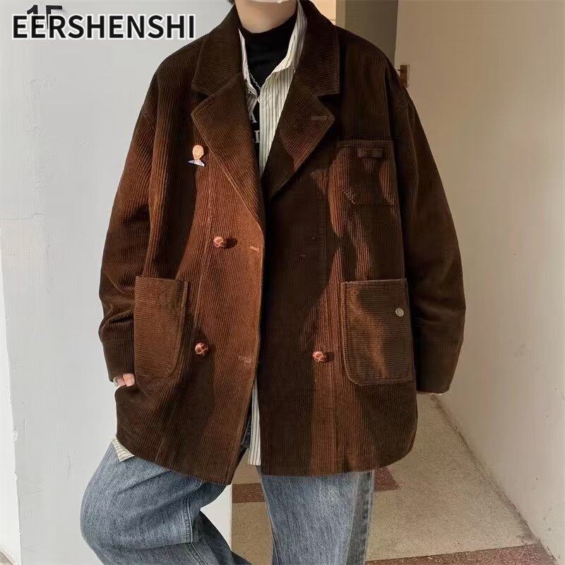 EERSHENSHI Áo Blazer giản dị dáng rộng cổ điển cho nam Áo khoác vest đẹp trai