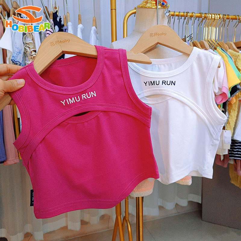HOBIBEAR Girls Irregular Vest Korean Style Western Style Children's Hollow Design Sleeveless Vest ราคา  161 บาท*ส่งฟรี