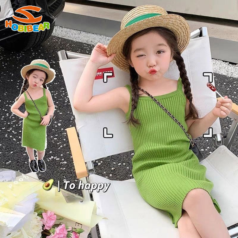 HOBIBEAR Girls Dress Children's Suspender Skirt Thin Section Fashionable Girl Skirt Baby Suspender Dress ราคา 130 บาท*ส่งฟรี