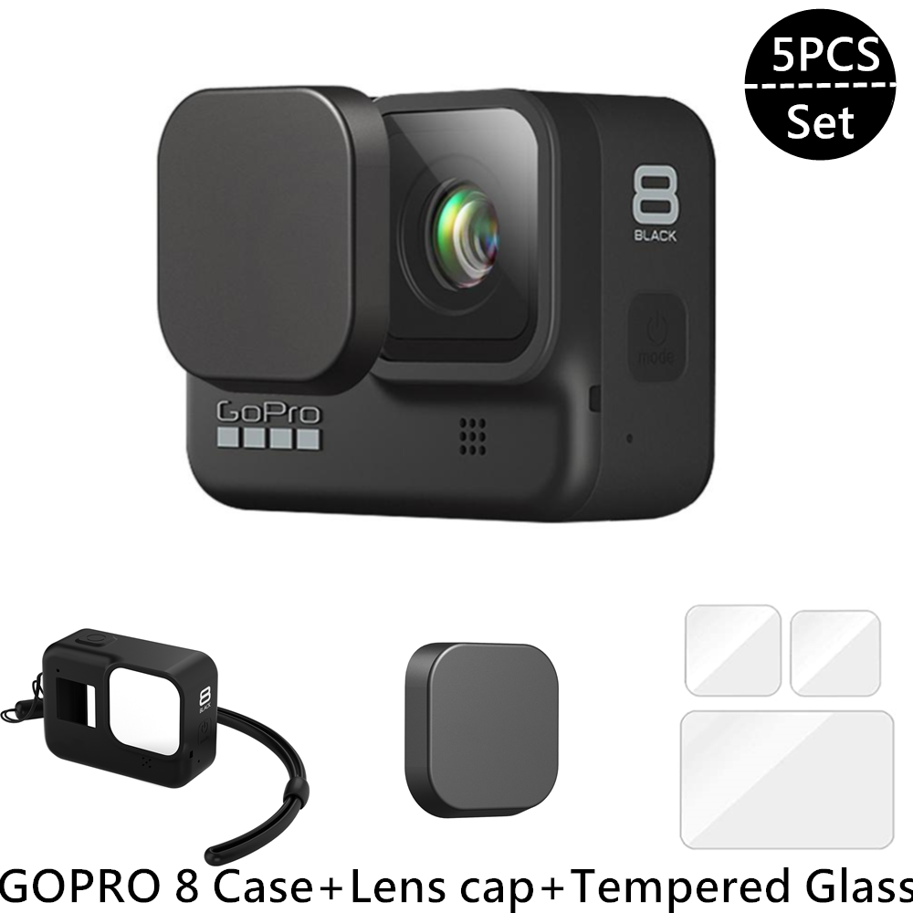 [Còn Hàng] Ốp Silicon Bảo Vệ Dành Cho GoPro Hero 8 Miếng Dán Bảo Vệ Màn Hình Kính Cường Lực Màu Đen Nắp Ống Kính Dành Cho Go Pro 8 Phụ Kiện Hàng giao ngay tốt Hàng giao ngay Quà Gift gift gift