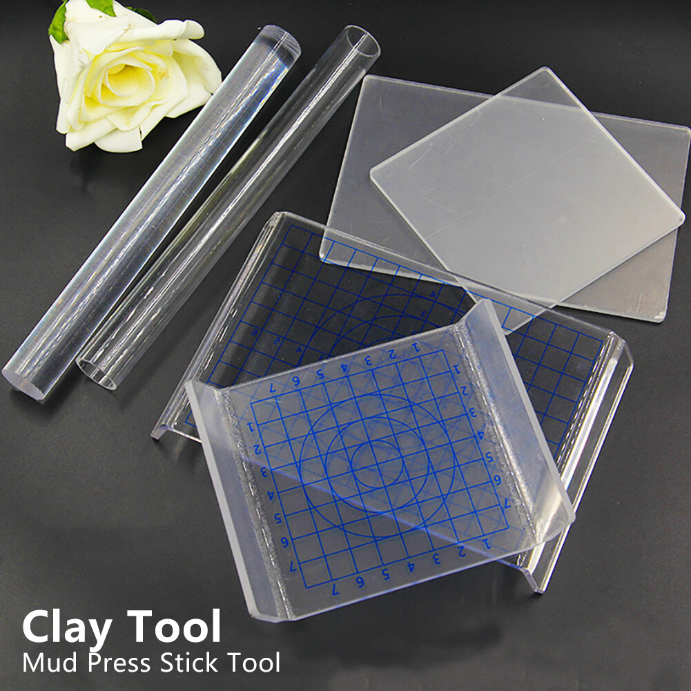 Fs đất sét công cụ dựng mô hình bùn ép tấm Acrylic trong suốt ống tròn Con lăn mềm plasticine Polymer cọ xát tấm thực tế dụng cụ làm đồ gốm phụ kiện thủ công