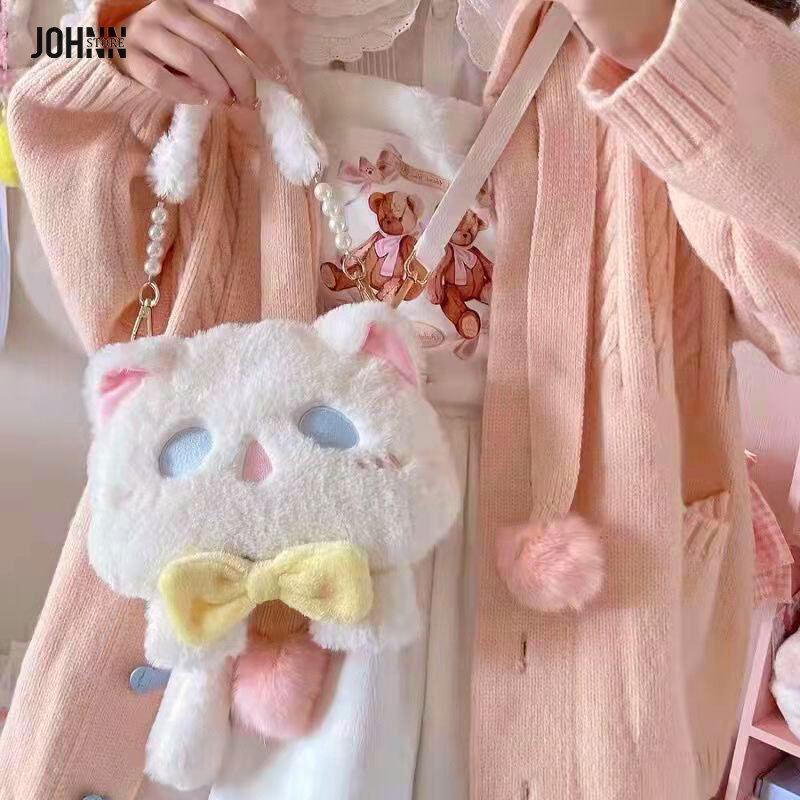 Elaccent⚡ túi nữ mới lolita túi đeo vai túi đeo chéo túi vải nhung búp bê dễ thương jk soft túi xách dễ thương