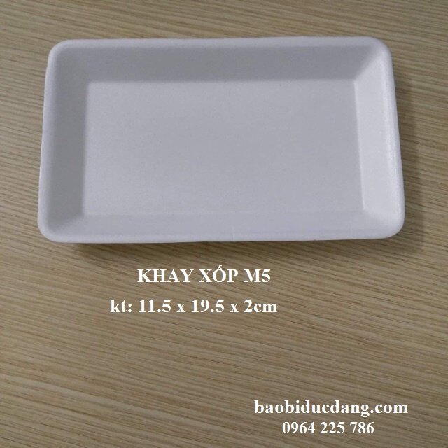 1 bịch 125 chiếc khay xốp m5 trắng đựng 250 - 300gr thực phẩm