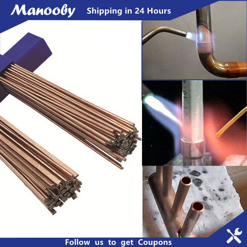 Manooby 50 chiếc que hàn dây hàn nhiệt độ thấp bằng đồng bộ que hàn bột hàn không cần hàn
