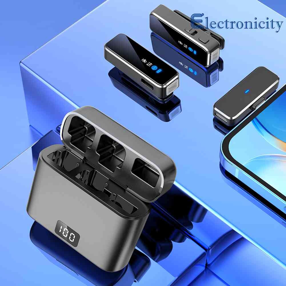 Bộ micro cài ve áo 1 đến 2 micrô cài áo không dây giảm tiếng ồn kèm hộp sạc bộ mic đa hướng 2.4g