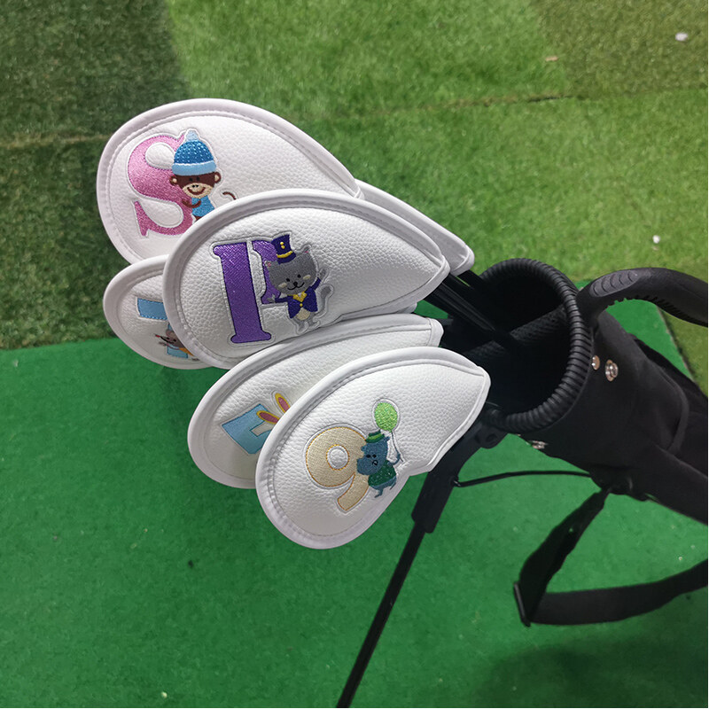 Bộ Bọc Đầu Gậy Golf Sắt Với Động Vật Hoạt Hình 9 Cái Khăn Trùm Đầu Thêu 4/5/6/7/8/9/A/P/S, Bộ Gậy Sắt