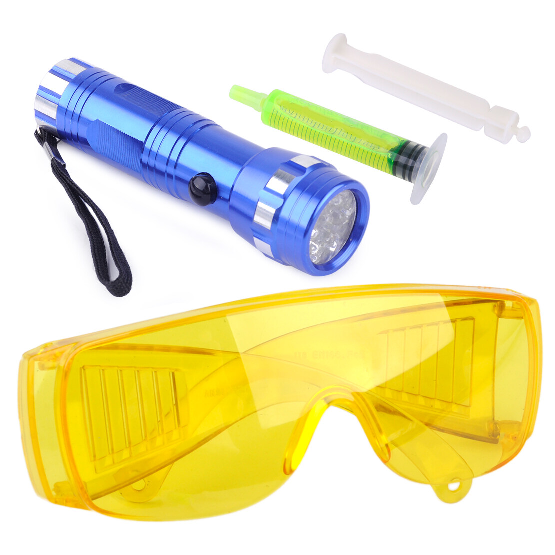 uv leak detection light with glasses