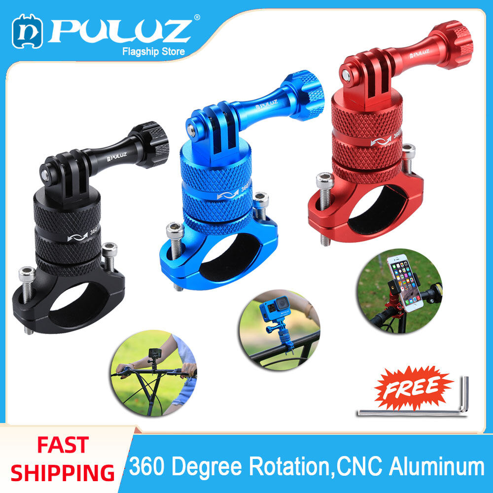 PULUZ Giá Gắn Tay Lái Xe Đạp Bằng Nhôm Xoay 360 Độ Với Vít Cho GoPro HERO10 Đen/HERO9 Đen/HERO8 Đen/7 /6 /5 /5 Phiên/4 Phiên/4/3 + /3 /2 /1, DJI Osmo Action, Xiaoyi Và Các Camera Hành Động Khác