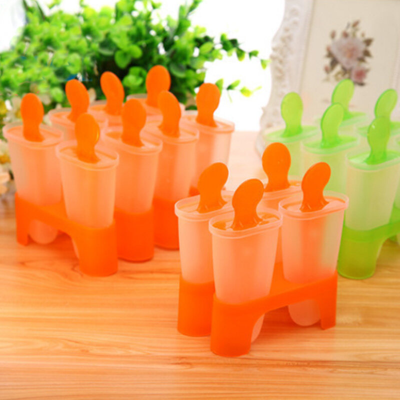 Shoothe Máy Làm Kem Khuôn 4 6 8 Tế Bào DIY Platsic Màu Ngẫu Nhiên Khuôn Làm Kem Que Đồ Làm Kem Que Phụ Kiện Mùa Hè Dụng Cụ Nhà Bếp Khuôn Đá Viên