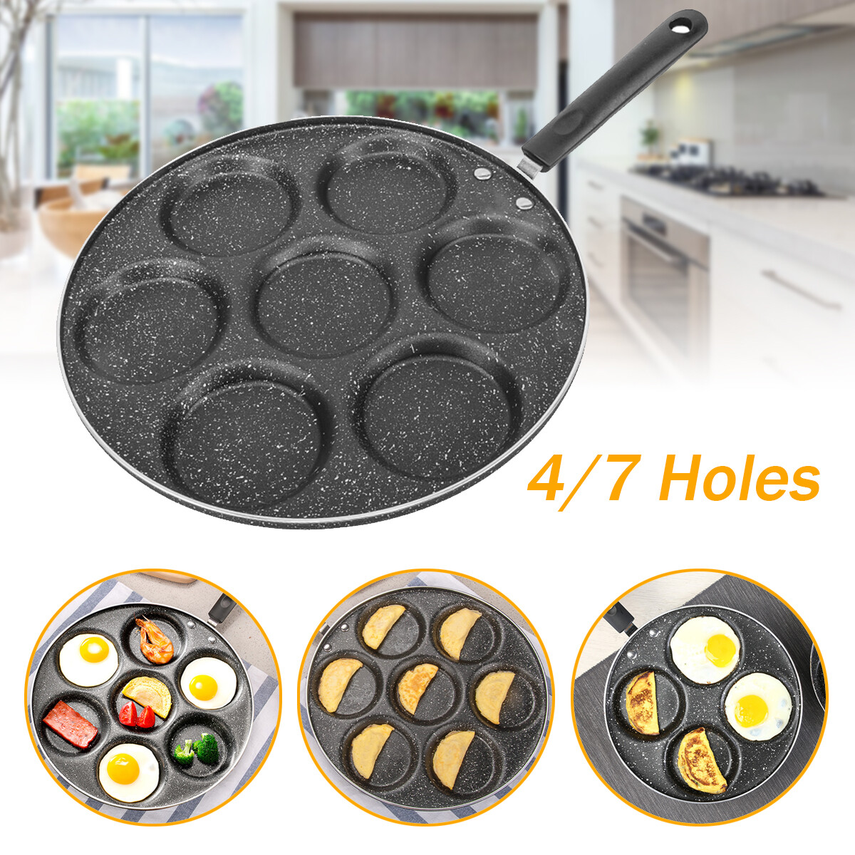 Generic 4/7 Holes Frying Pot Egg Omelet Pan Nonstick Pancake Steak