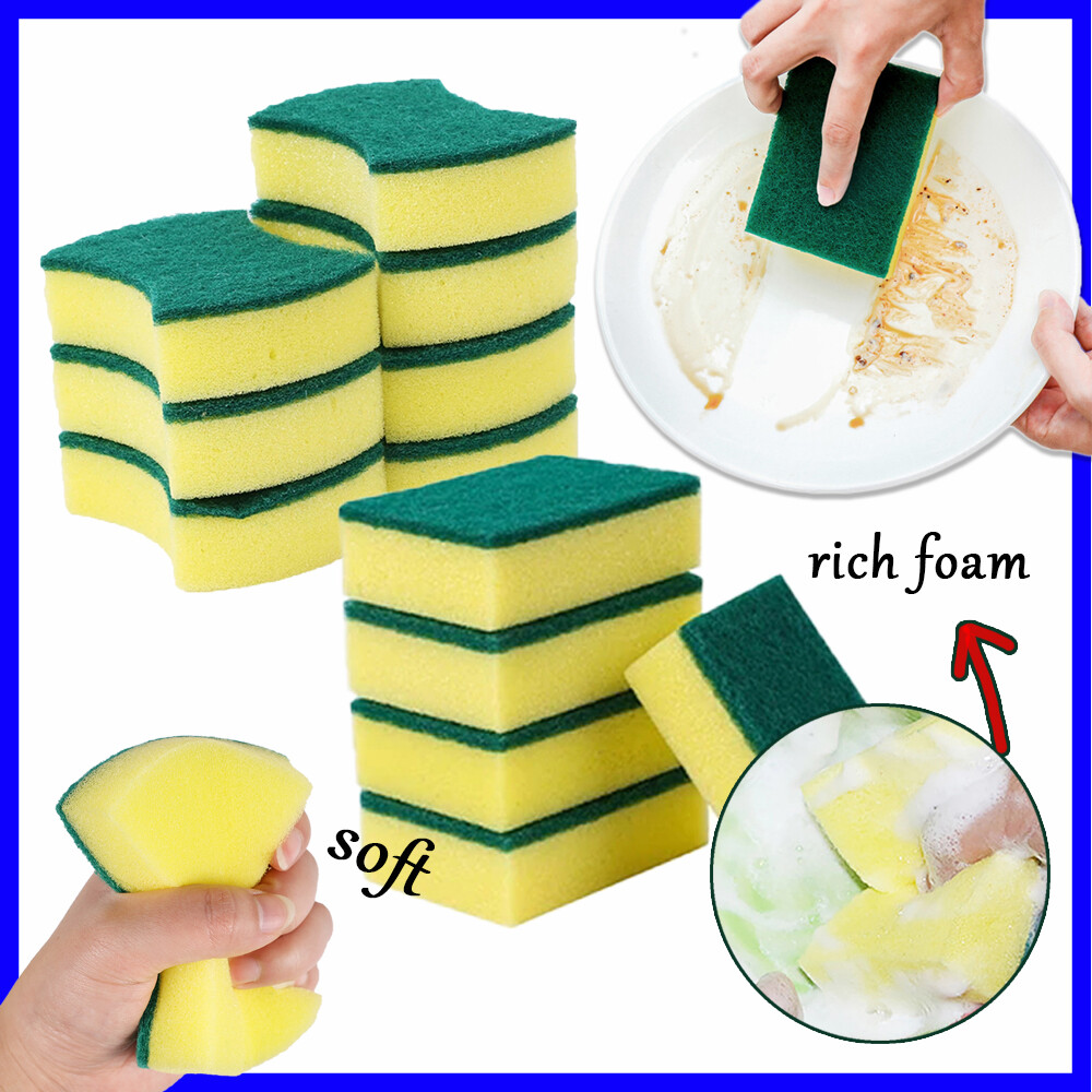 10 miếng bọt biển rửa chén miếng bọt biển cọ rửa ma thuật làm sạch hai mặt bàn chải rửa chén dụng cụ vệ sinh nhà bếp