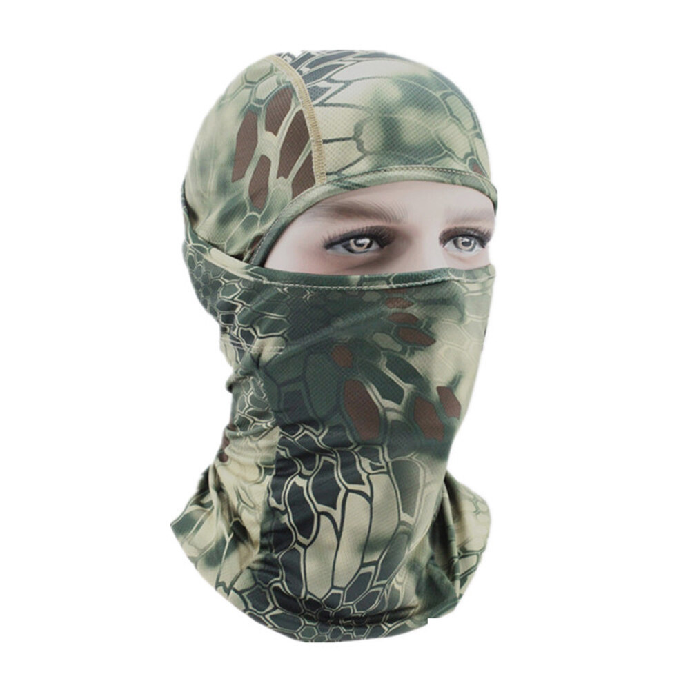 Balaclava ผ้าคลุมหน้าป้องกัน Full Face Hood หมวกลายทหารสำหรับรถจักรยานยนต์สกีเดินป่าตกปลากลางแจ้ง