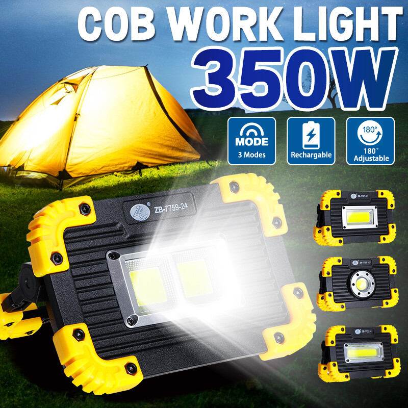 350W Có Thể Sạc Qua USB/Loại Pin LED COB Đèn Làm Việc 3 Chế Độ Chống Nước Khẩn Cấp Đèn Pha Đèn Pha Cắm Trại Ngoài Trời Di Động
