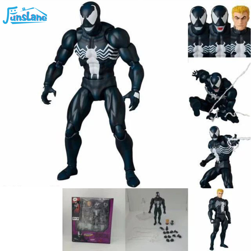 FunsLane MAF088 Venom Action Figure Toys Movable Replaceable Face Cartoon Characters Model Collectible Ornament For Home Office Desk