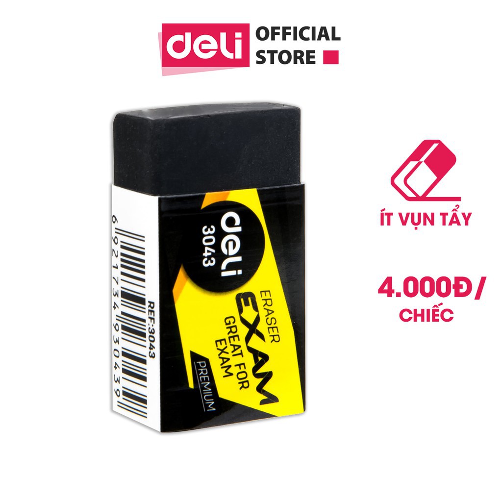 Gôm tẩy 2b deli, 40×22×12mm, đen - 1 viên - e3043