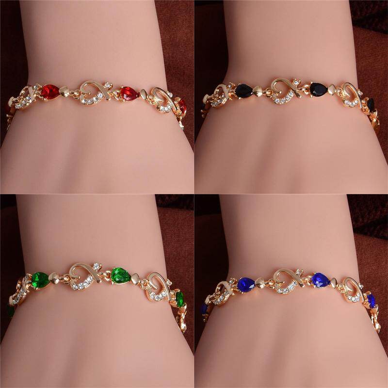 Vòng Tay Đính Đá Hình Trái Tim Pha Lê Hợp Thời Trang Hàn Quốc Cho Nữ Lắc Tay Trang Sức Trang Phục Xếp Nếp Quà Tặng Sang Trọng Trang Sức Quà Tặng Sang Trọng Cho Nữ