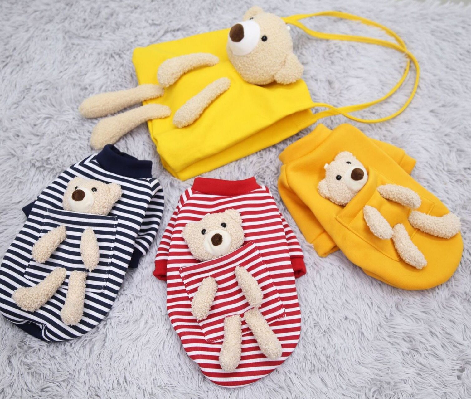 YUNYUAN Mùa Đông Họa Tiết Cún Cưng Và Quần Áo Cho Mèo Áo Hoodie SọC Trang Trí Gấu 3 Màu Áo Sơ Mi Cho Teddy Shih Tzu Puppy