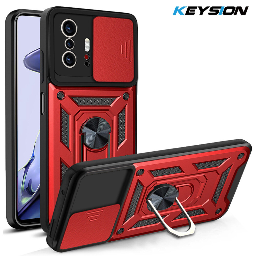 Keysion Ốp chống sốc cho Xiaomi Mi 11T 11T Pro 5G đế dạng nhẫn đẩy kéo Máy Ảnh bảo vệ Điện thoại Ốp