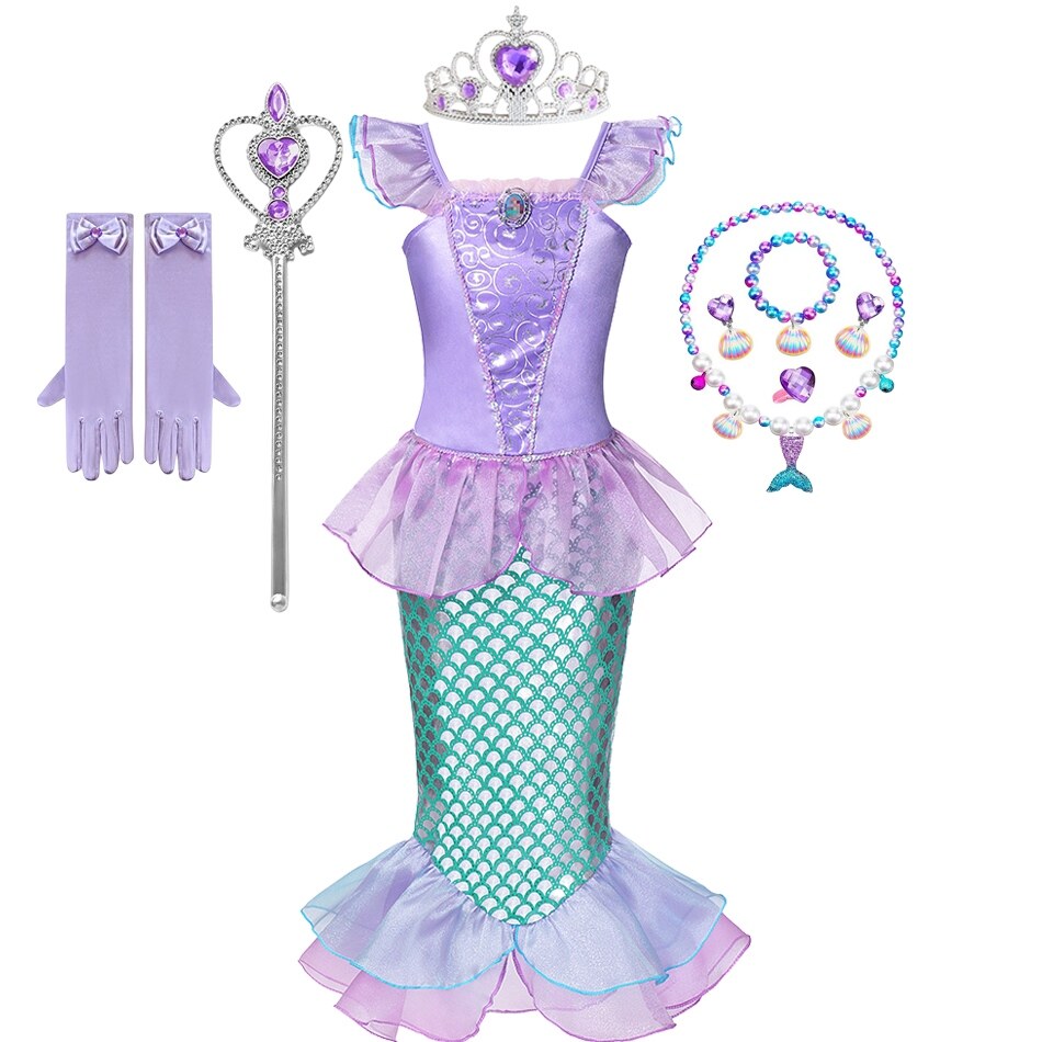 Muababy Ariel Princess The Little Mermaid Kids Halloween Cosplay Costume