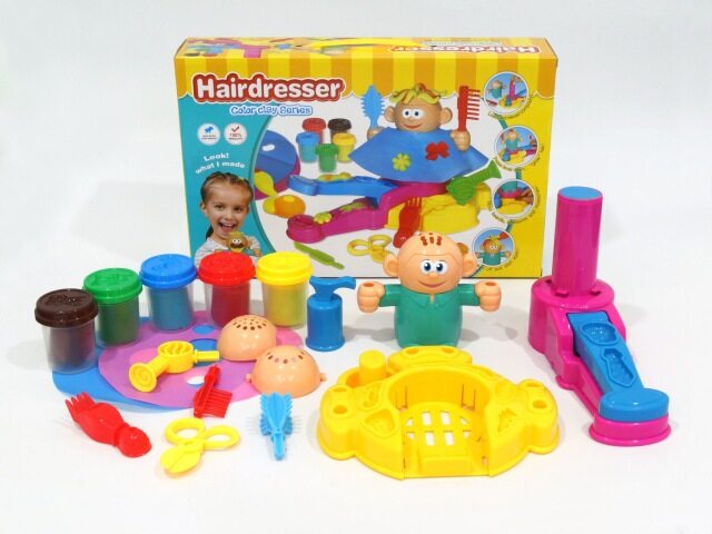 ของเล่นเด็ก Hairstylist Clay ของเล่นเด็กแบบจำลองดินเหนียวแป้งโคลน Handmade Baby Pretend ตัดผมบทบาทเล่นของเล่นเพื่อการศึกษา