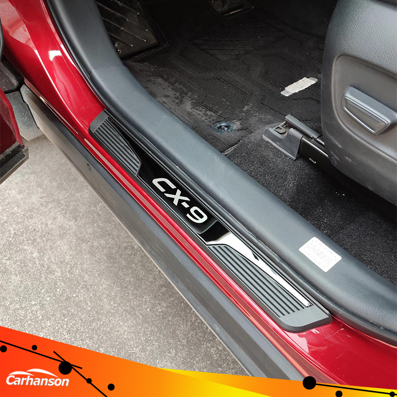 Car Door Sill Strip for Mazda CX 9 CX-9 2020-2026 Accessories Universal Rubber Anti-Scratch Threshold Guards Stainless Steel Scuff Plates Protector Sticker Cover 4pcs Auto Parts ราคา 673 บาท*ส่งฟรี